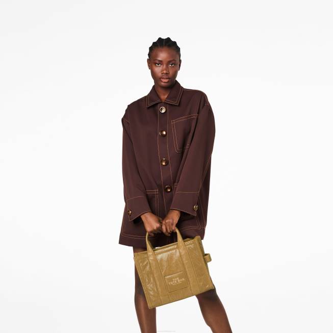 dk Marc Jacobs den skinnende krinkle mellemstore mulepose lysebrun 402Z112