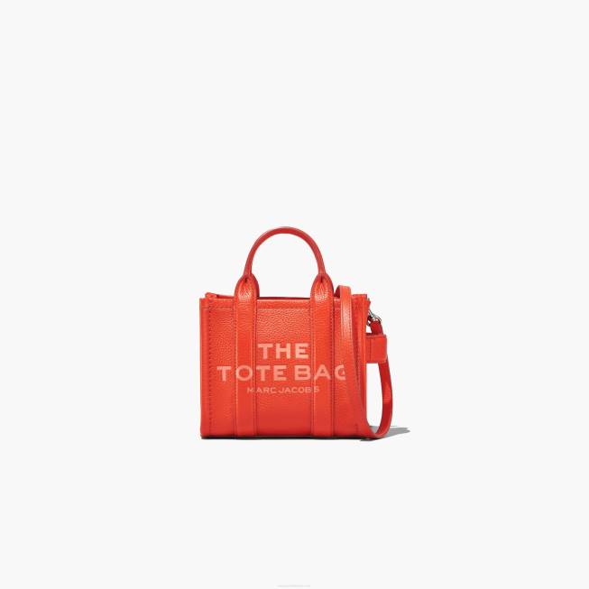 dk Marc Jacobs mikro-tote-taske i læder elektrisk orange 402Z3