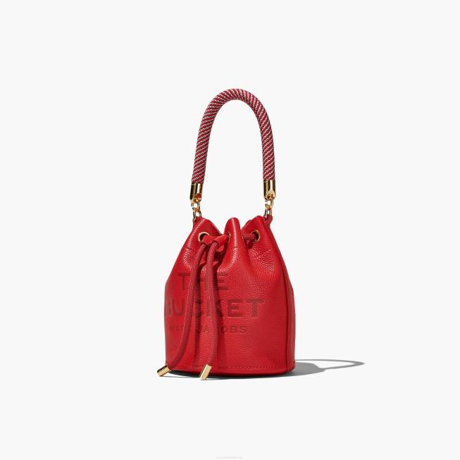 dk Marc Jacobs læder bucket tasken ægte rød 402Z128