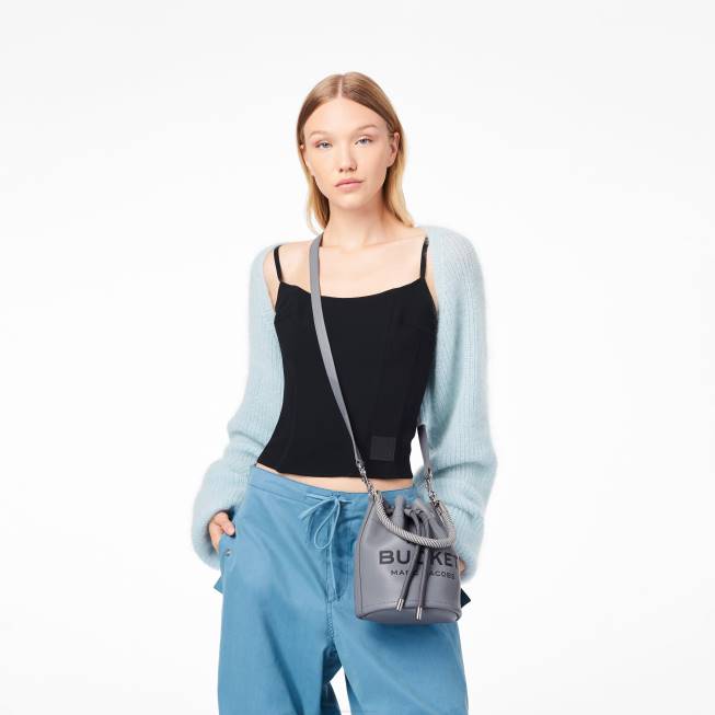 dk Marc Jacobs læder bucket tasken wolf grey 402Z134