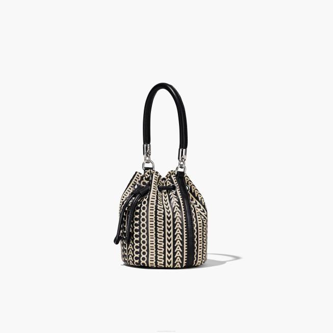 dk Marc Jacobs monogram læder micro bucket tasken sort/hvid 402Z140