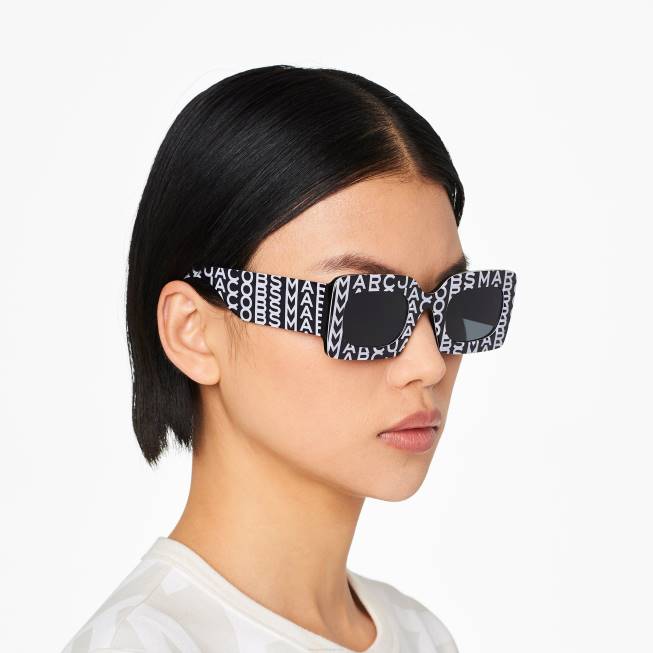dk Marc Jacobs monogram rektangulære solbriller sort/hvid 402Z391