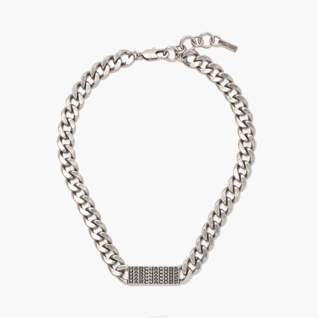 dk Marc Jacobs stregkode monogram id kæde halskæde i alderen sølv 402Z418