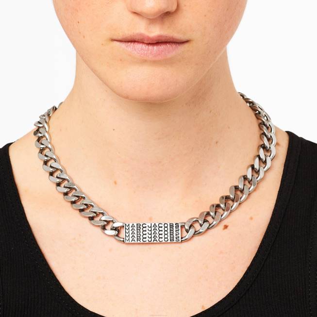 dk Marc Jacobs stregkode monogram id kæde halskæde i alderen sølv 402Z418