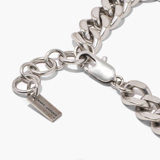 dk Marc Jacobs stregkode monogram id kæde halskæde i alderen sølv 402Z418