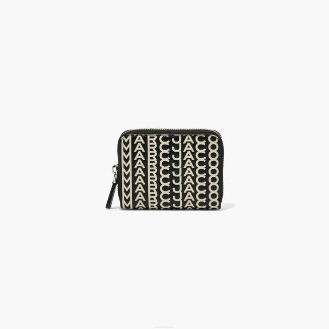 dk Marc Jacobs monogram læder lynlås rundt om pung sort/hvid 402Z304