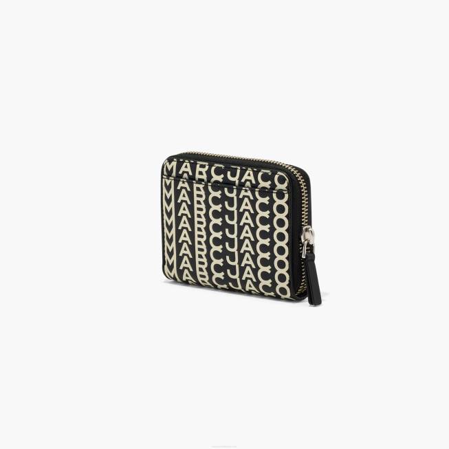 dk Marc Jacobs monogram læder lynlås rundt om pung sort/hvid 402Z304