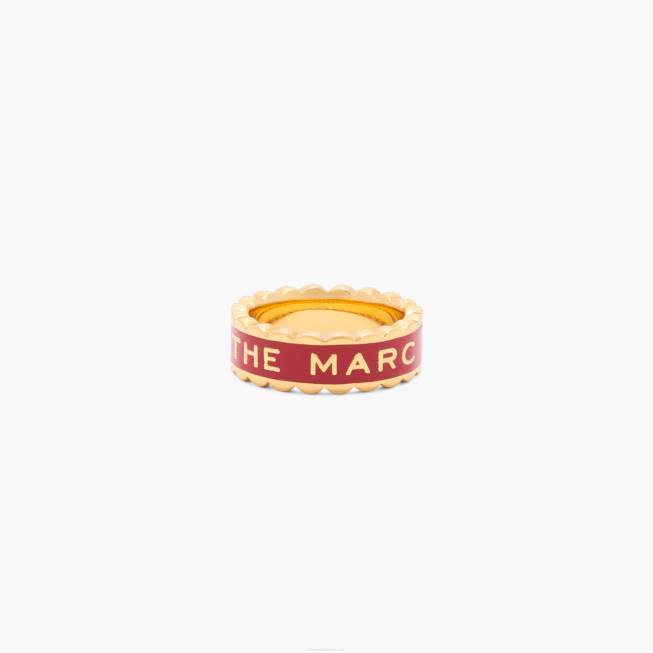 dk Marc Jacobs kammusling medaljon ring ægte rød/guld 402Z469