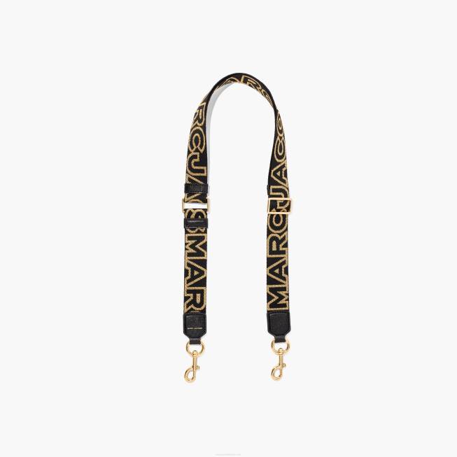 dk Marc Jacobs den tynde omrids logo webbing rem sort/guld 402Z355