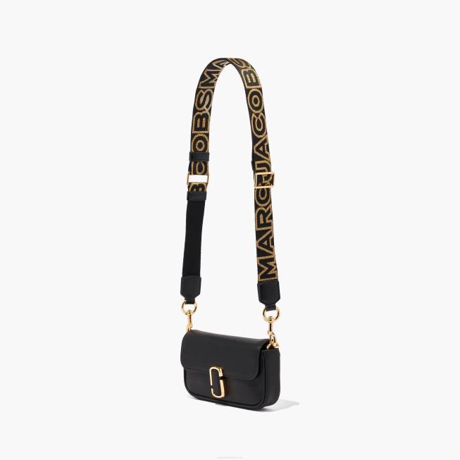 dk Marc Jacobs den tynde omrids logo webbing rem sort/guld 402Z355