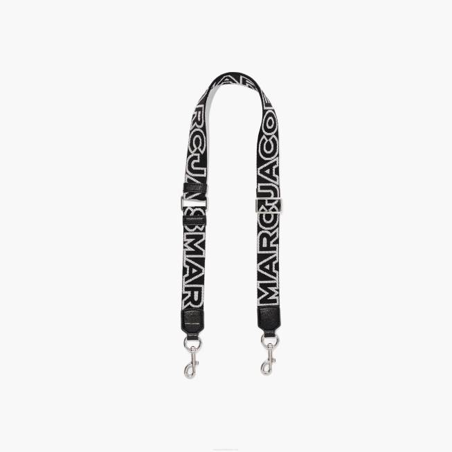 dk Marc Jacobs den tynde omrids logo webbing rem sort/sølv 402Z353