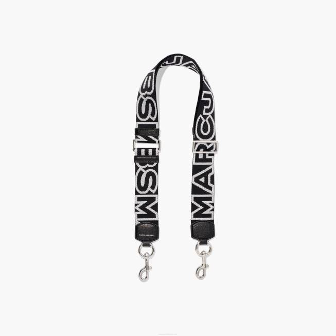 dk Marc Jacobs omridset logo webbing rem sort/sølv 402Z354