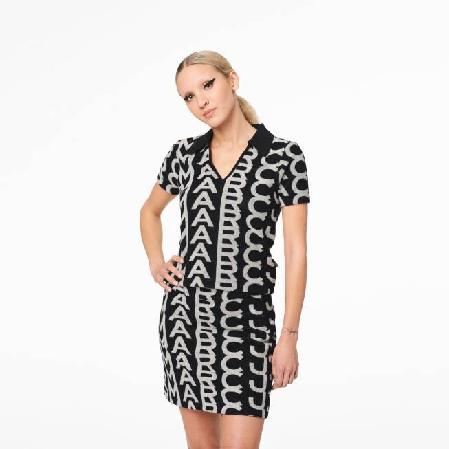 dk Marc Jacobs monogrammet frotté polo sort/elfenben 402Z527