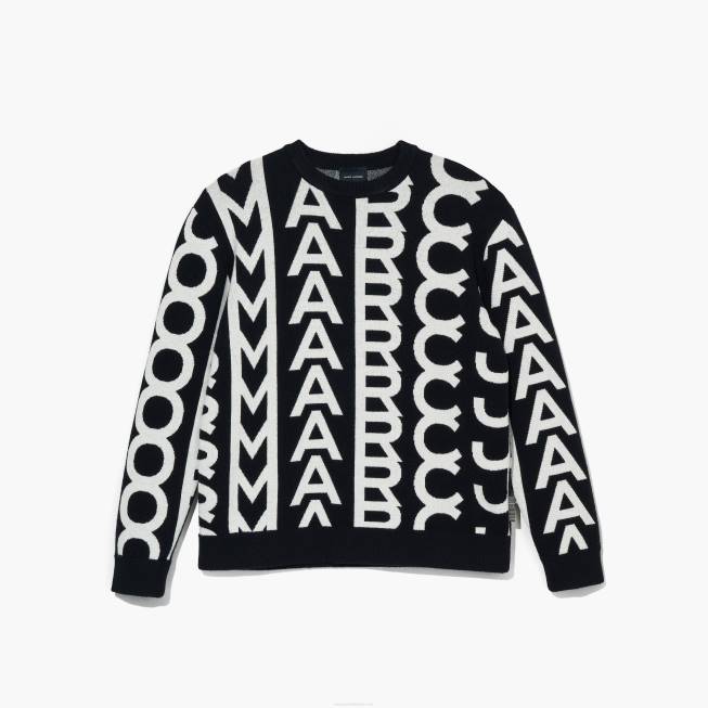 dk Marc Jacobs monogrammet oversized crewneck sort/elfenben 402Z511
