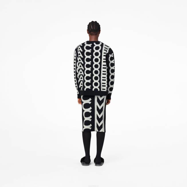 dk Marc Jacobs monogrammet oversized crewneck sort/elfenben 402Z511