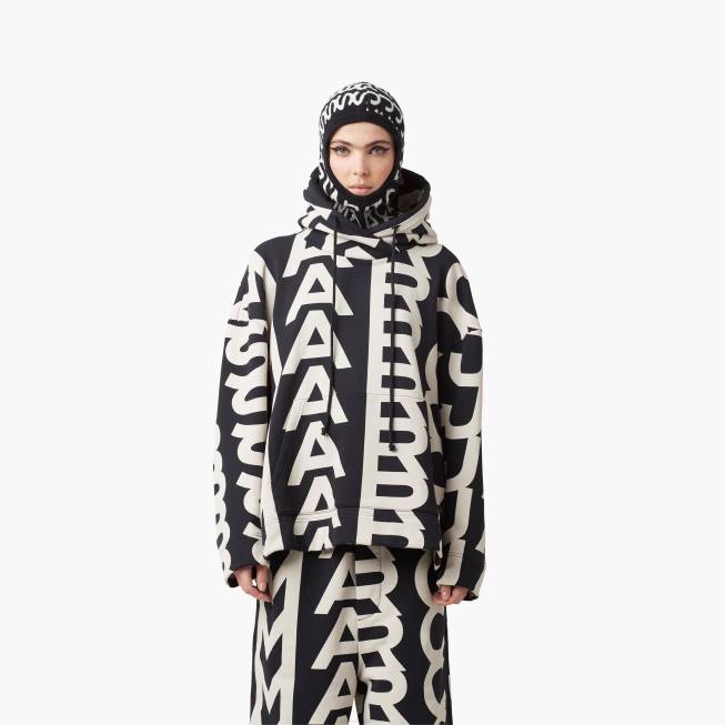 dk Marc Jacobs monogram oversized hættetrøje sort/elfenben 402Z514
