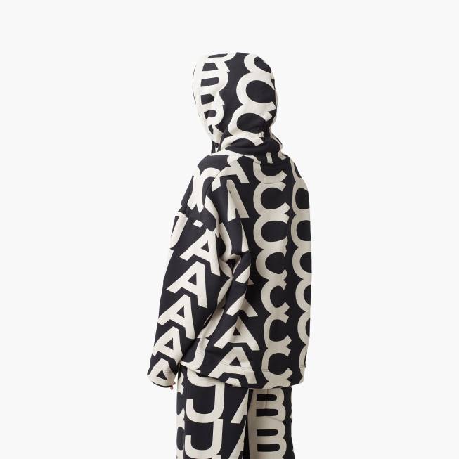 dk Marc Jacobs monogram oversized hættetrøje sort/elfenben 402Z514