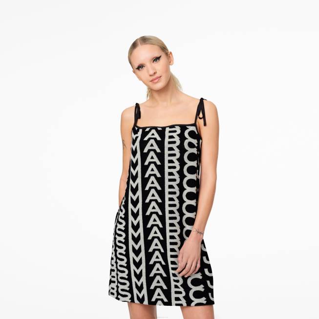 dk Marc Jacobs monogram frotté forklæde kjole sort/elfenben 402Z523