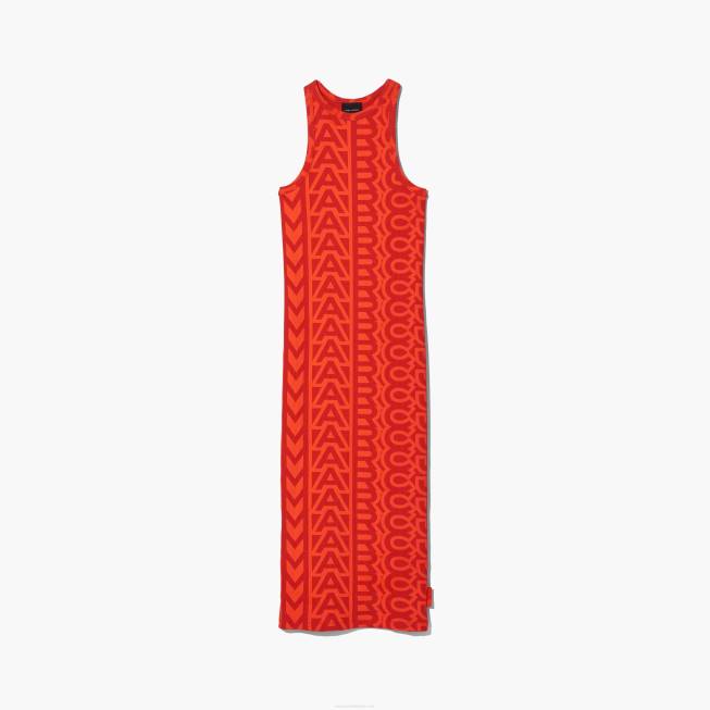 dk Marc Jacobs monogram racer rib kjole elektrisk orange/ægte rød 402Z473