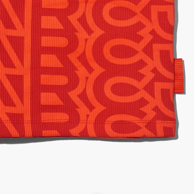 dk Marc Jacobs monogram racer rib kjole elektrisk orange/ægte rød 402Z473