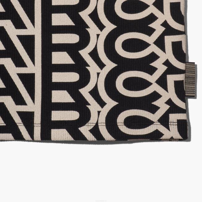 dk Marc Jacobs monogram racer rib kjole sort/elfenben 402Z472