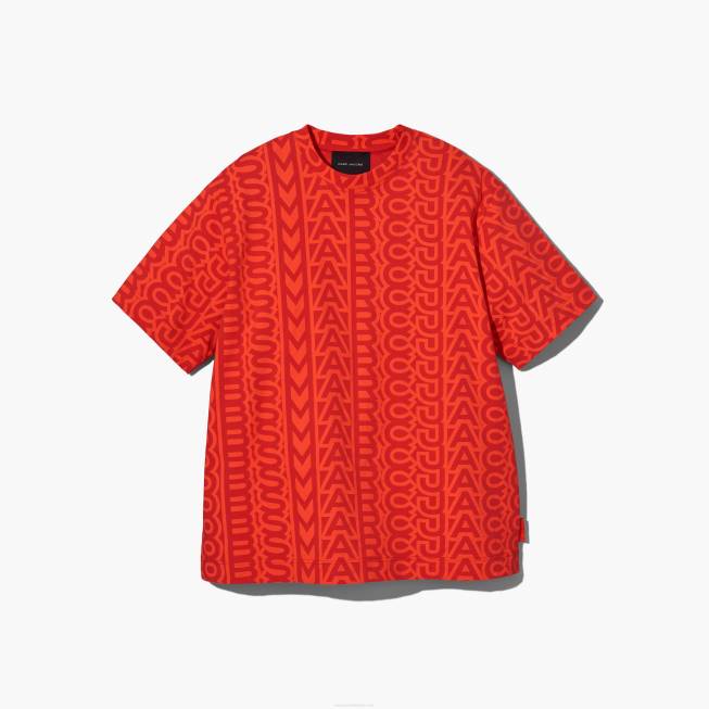 dk Marc Jacobs monogram store t-shirt elektrisk orange/ægte rød 402Z480